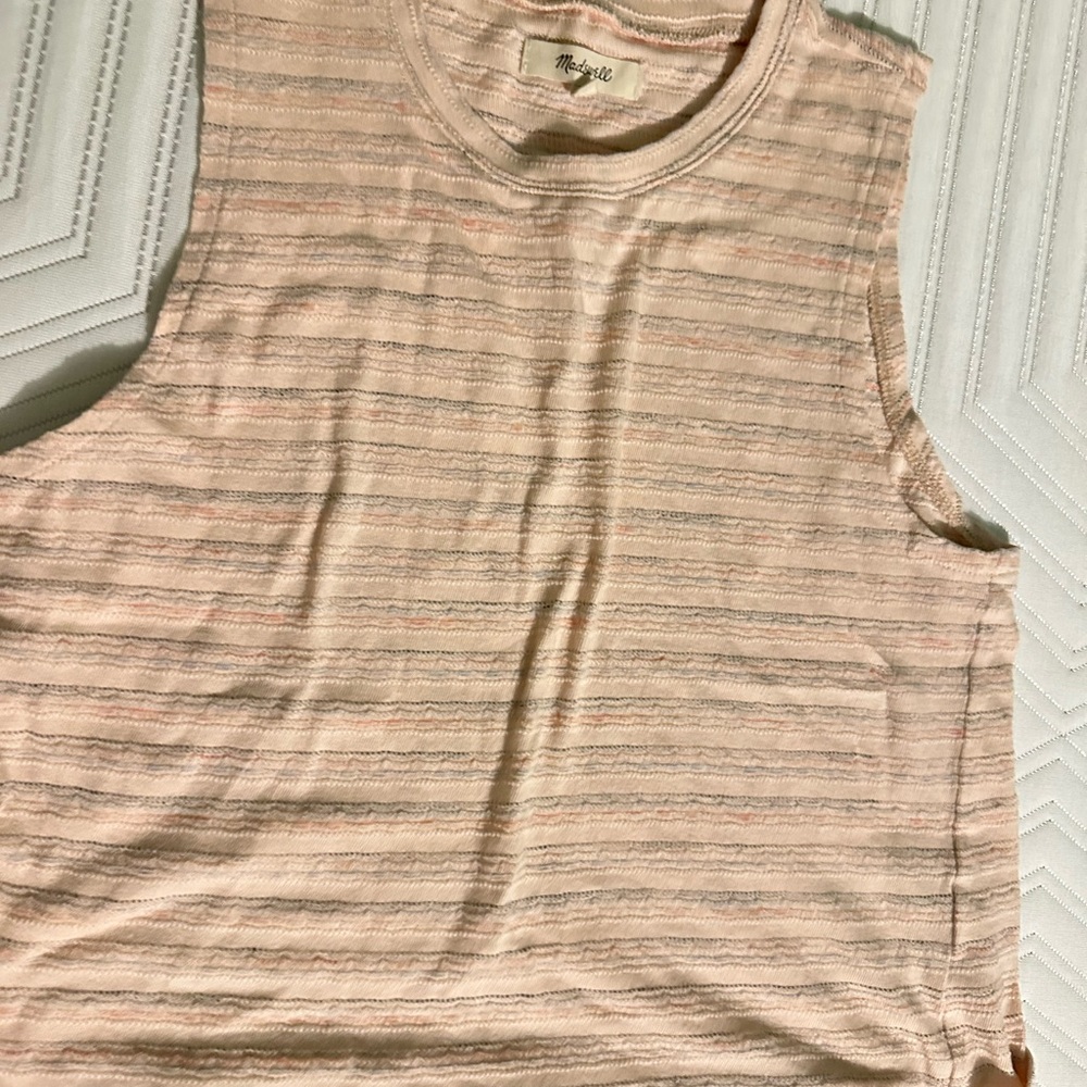 Madewell Peach Ribbed Muscle Tee - size small